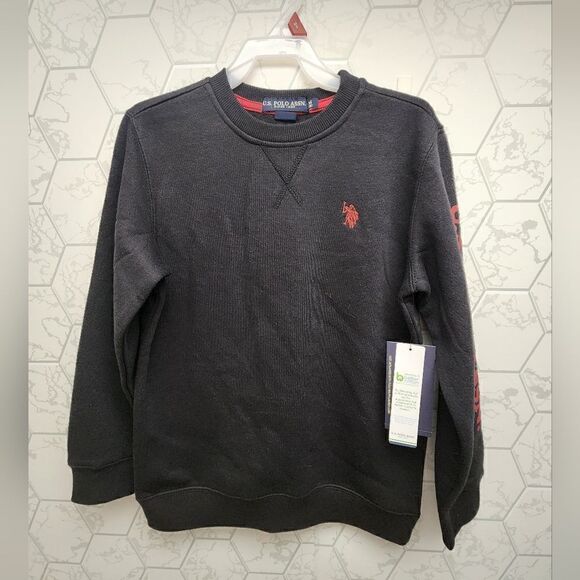 Nwt U.S. Polo Assn. Boys Print Sleeve Fleece Crewneck Sweatshirt - Picture 2 of 9